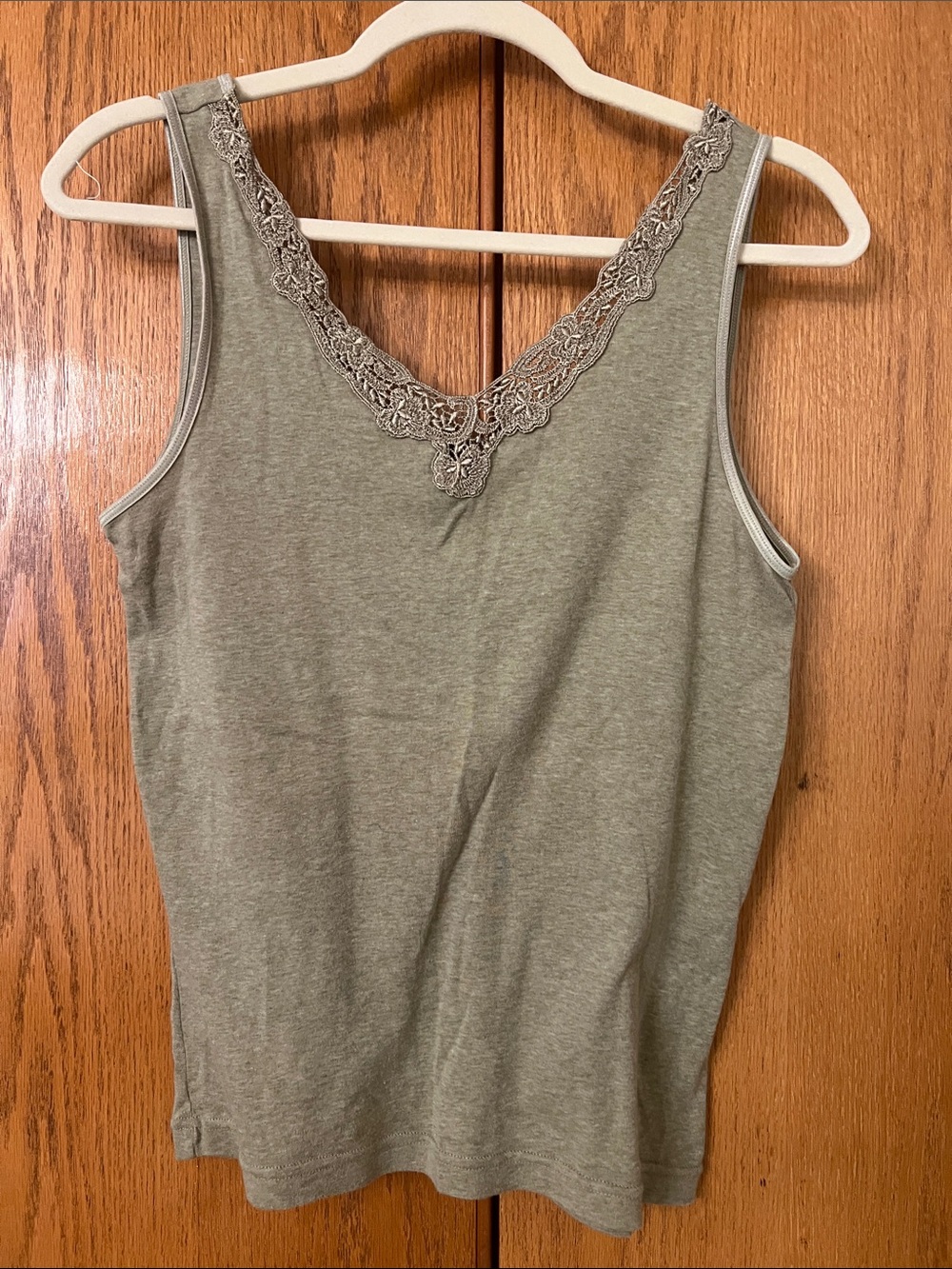 Nordstrom Olive Lace-Trim Tank Top